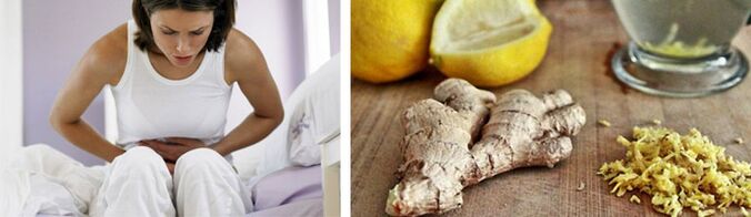 dor abdominal devido a parasitas e gengibre com limão para removê-los